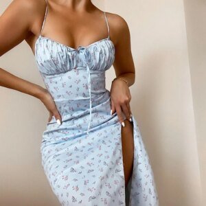 Robe longue élégante à fleurs