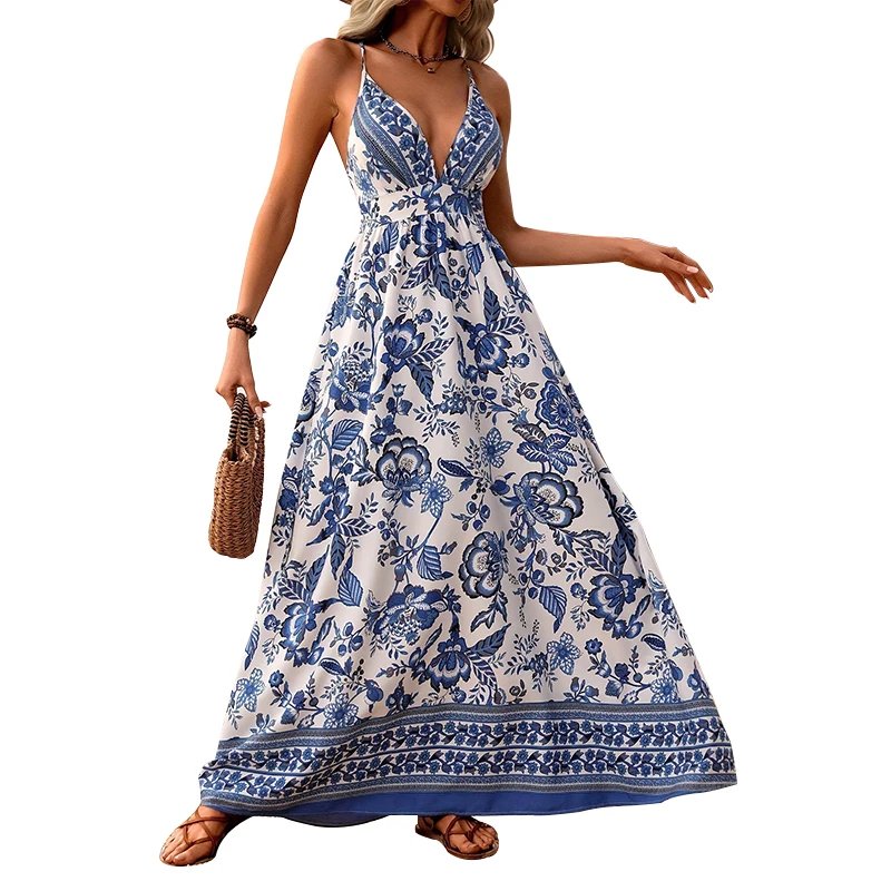 Robe à bretelles hawaïennes pour femmes, col en v avancé, respirante, mode été, manches courtes, Sexy, style coréen, élégance hipster