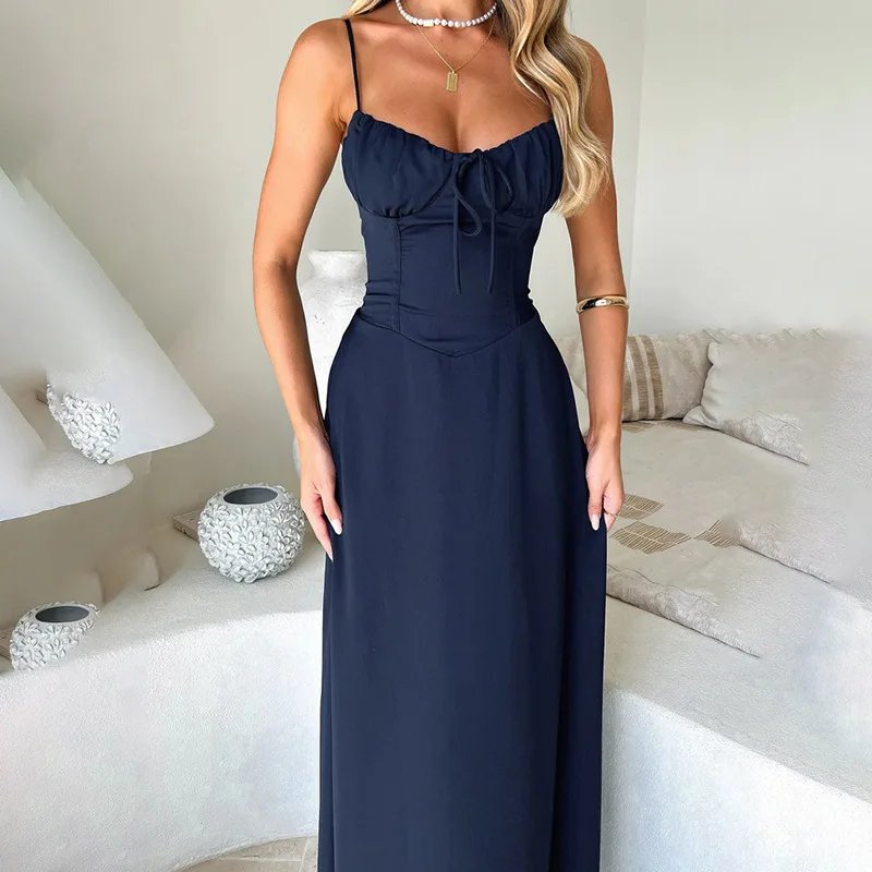 Townlike – robe trapèze élégante, Maxi, taille longue, portefeuille, bretelles Spaghetti, dos nu, Sexy, robes de soirée, printemps été, 2024