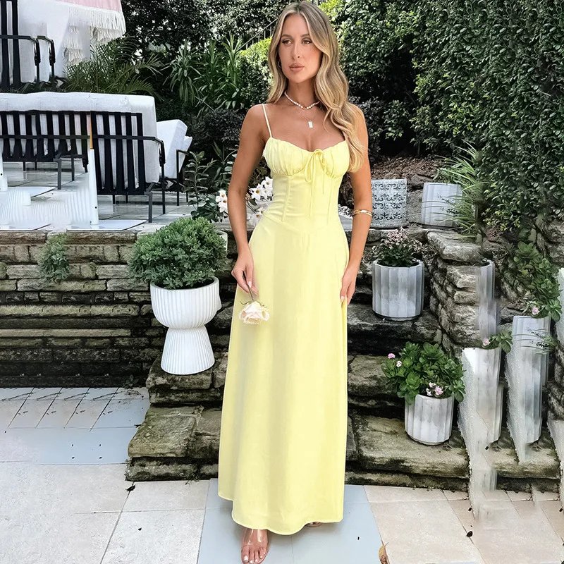 Townlike – robe trapèze élégante, Maxi, taille longue, portefeuille, bretelles Spaghetti, dos nu, Sexy, robes de soirée, printemps été, 2024