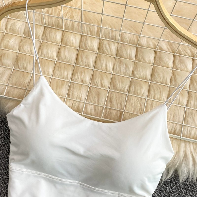 Femmes Récolte Hauts Sexy Couleur Unie Camisole Glace Soie Tube Top Sans Couture Sport Débardeur Sous-Vêtements Sans Fil Soutien-Gorge Rembourré Bralette Gilet