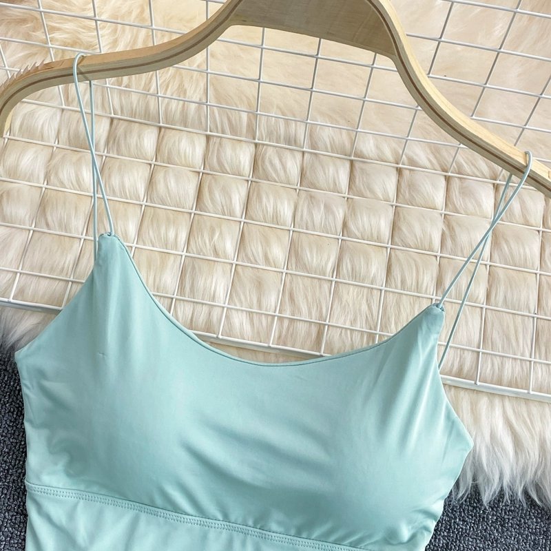 Femmes Récolte Hauts Sexy Couleur Unie Camisole Glace Soie Tube Top Sans Couture Sport Débardeur Sous-Vêtements Sans Fil Soutien-Gorge Rembourré Bralette Gilet