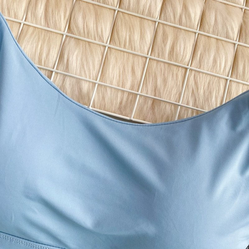 Femmes Récolte Hauts Sexy Couleur Unie Camisole Glace Soie Tube Top Sans Couture Sport Débardeur Sous-Vêtements Sans Fil Soutien-Gorge Rembourré Bralette Gilet