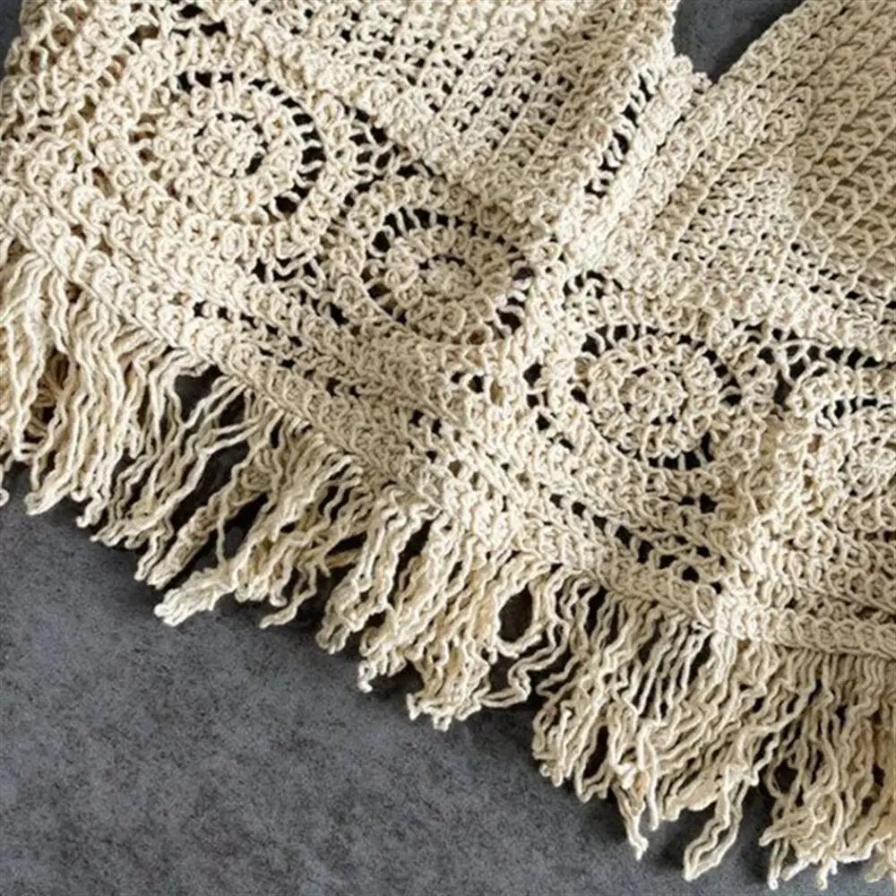 Femmes été plage Boho culture hauts Sexy Y2K tricoté dos nu évider débardeurs Crochet glands ourlet licou soutiens-gorge haut bustier