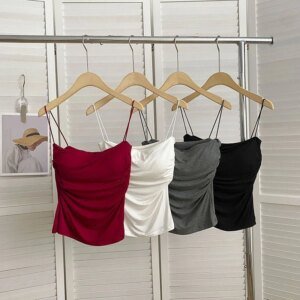 Camisoles d'été débardeurs femmes avec soutien-gorge intégré Spaghetti sangle réservoirs gilet sans manches t-shirts haut court couleur unie haut décontracté