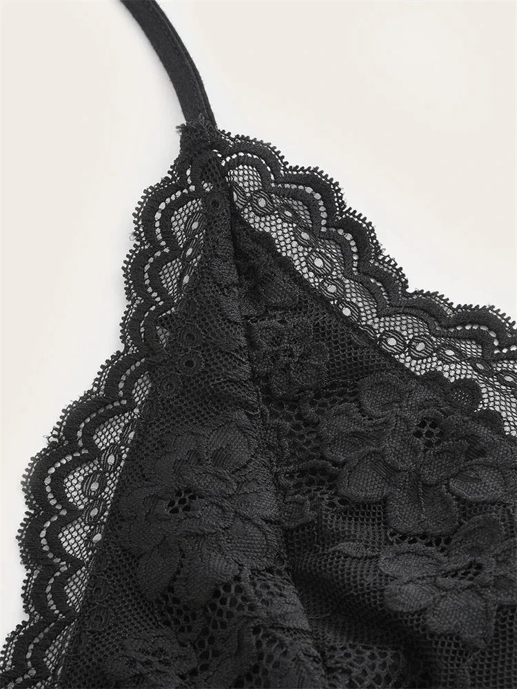 Goth Grunge Punk noir dentelle Patchwork haut à licou femmes été solide froncé dos nu sans manches débardeur Streetwear Y2K vêtements