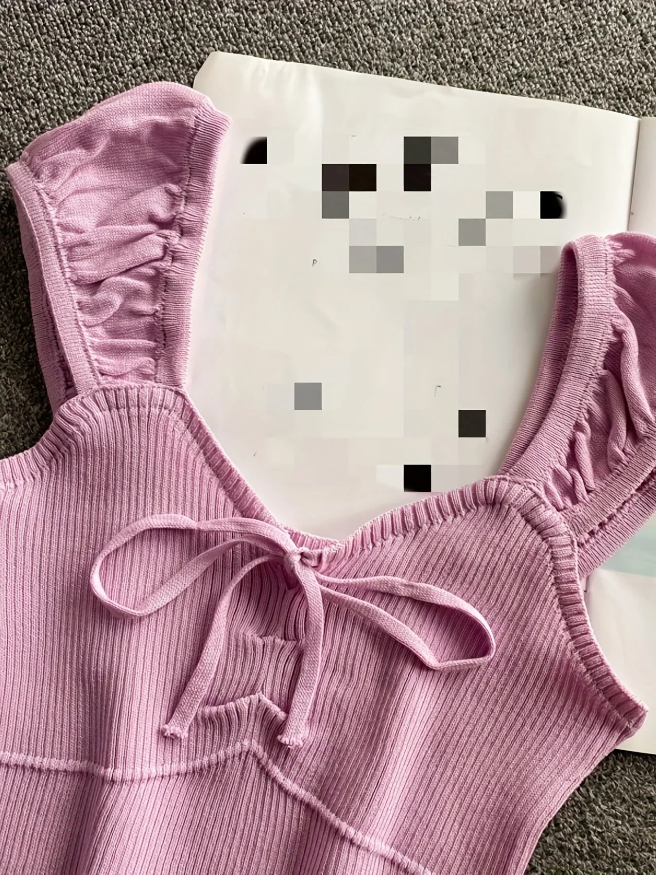 Débardeur côtelé noué de couleur unie, débardeur décontracté à col rond pour printemps et été, vêtements pour femmes, haut court en tricot, 2024