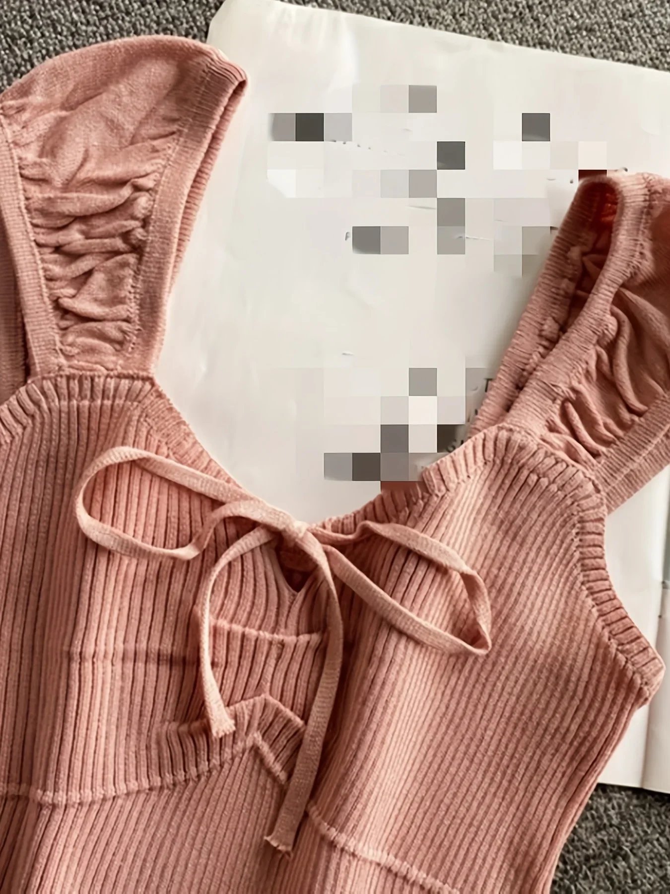 Débardeur côtelé noué de couleur unie, débardeur décontracté à col rond pour printemps et été, vêtements pour femmes, haut court en tricot, 2024