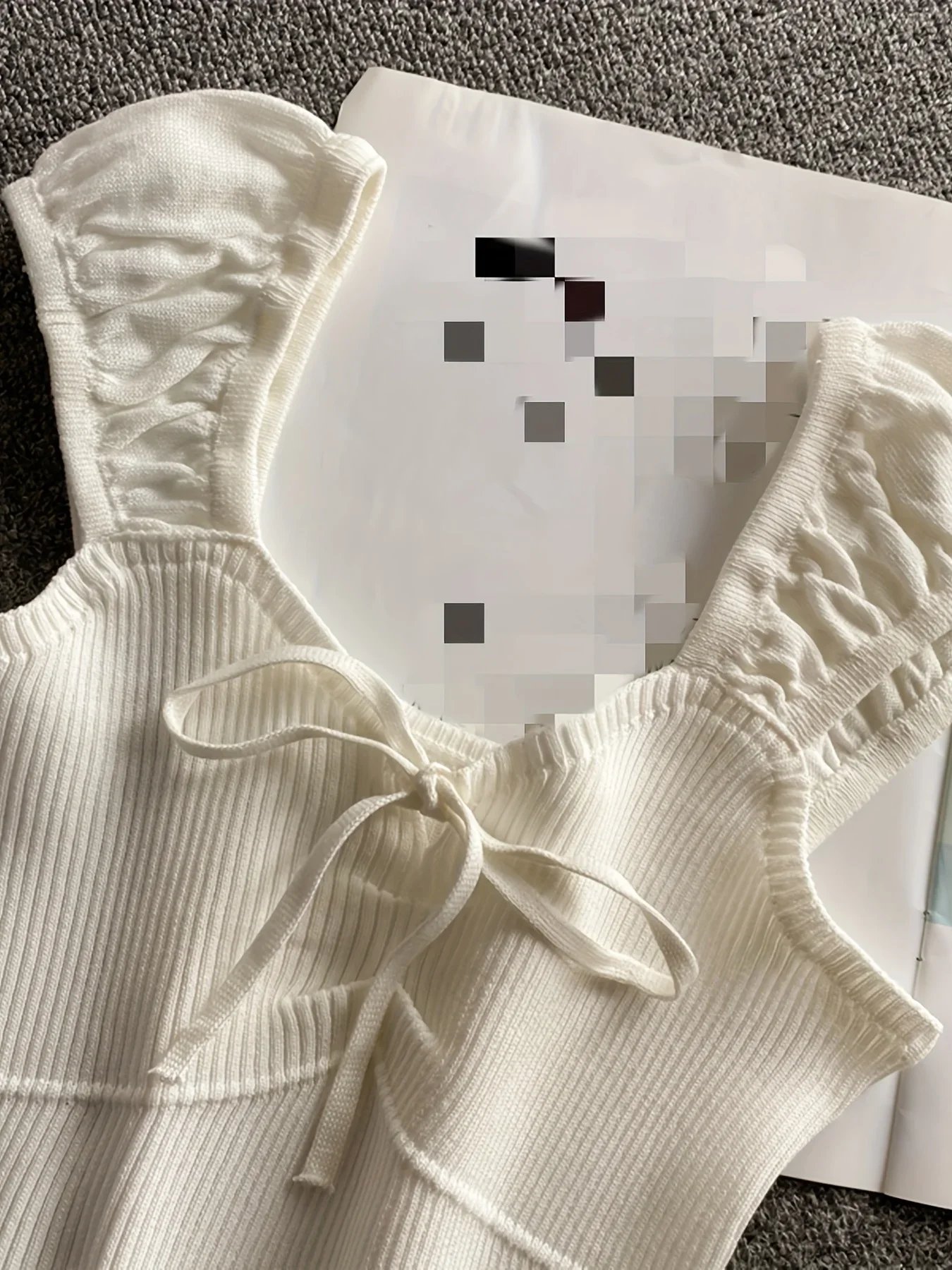 Débardeur côtelé noué de couleur unie, débardeur décontracté à col rond pour printemps et été, vêtements pour femmes, haut court en tricot, 2024