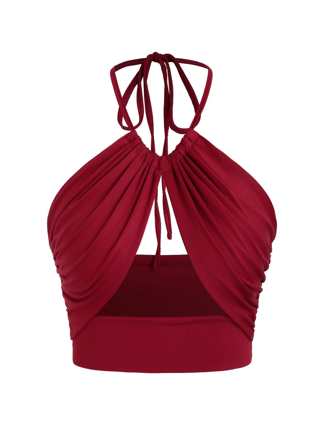 Europe et états-unis couleur unie col suspendu petit bustier tubulaire évidé ombilical mince fille chaude gilet à bretelles