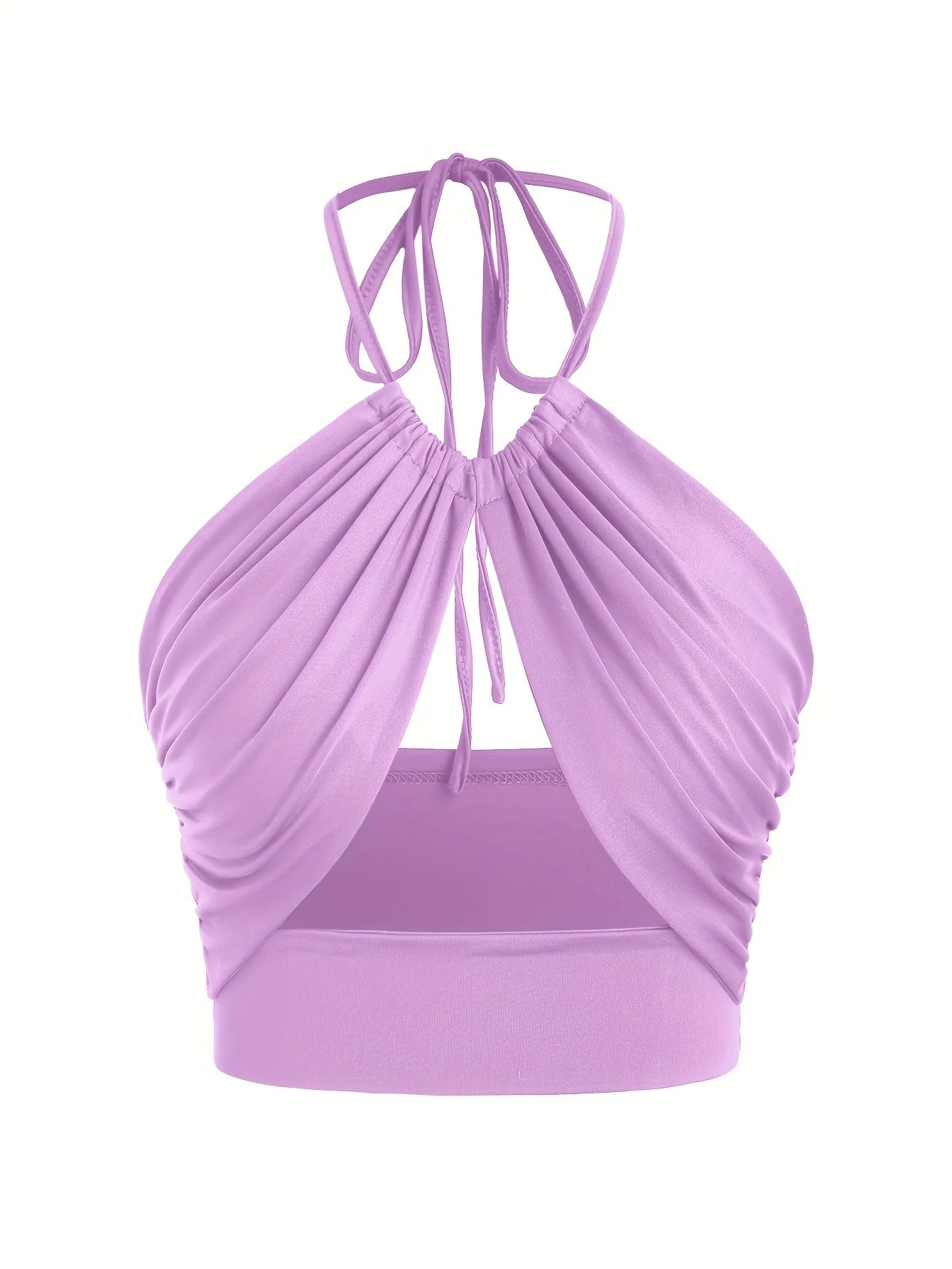 Europe et états-unis couleur unie col suspendu petit bustier tubulaire évidé ombilical mince fille chaude gilet à bretelles