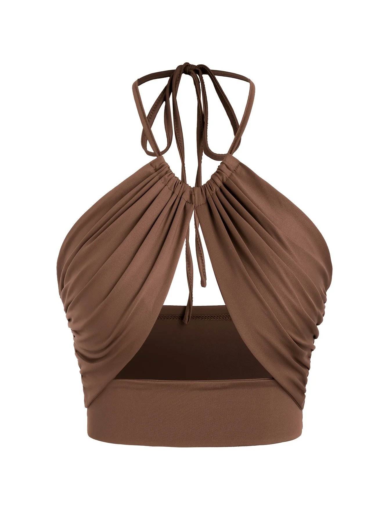 Europe et états-unis couleur unie col suspendu petit bustier tubulaire évidé ombilical mince fille chaude gilet à bretelles