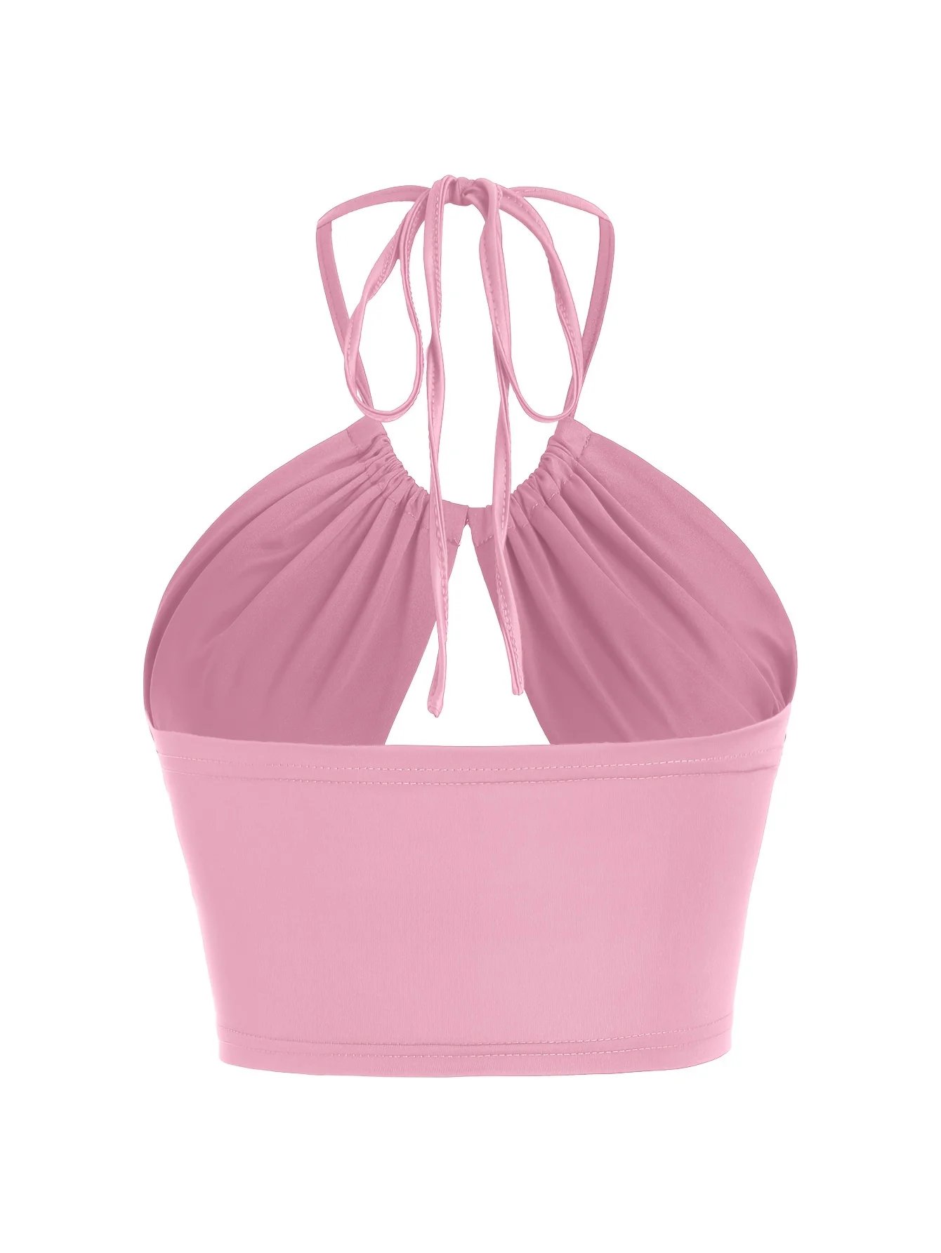 Europe et états-unis couleur unie col suspendu petit bustier tubulaire évidé ombilical mince fille chaude gilet à bretelles