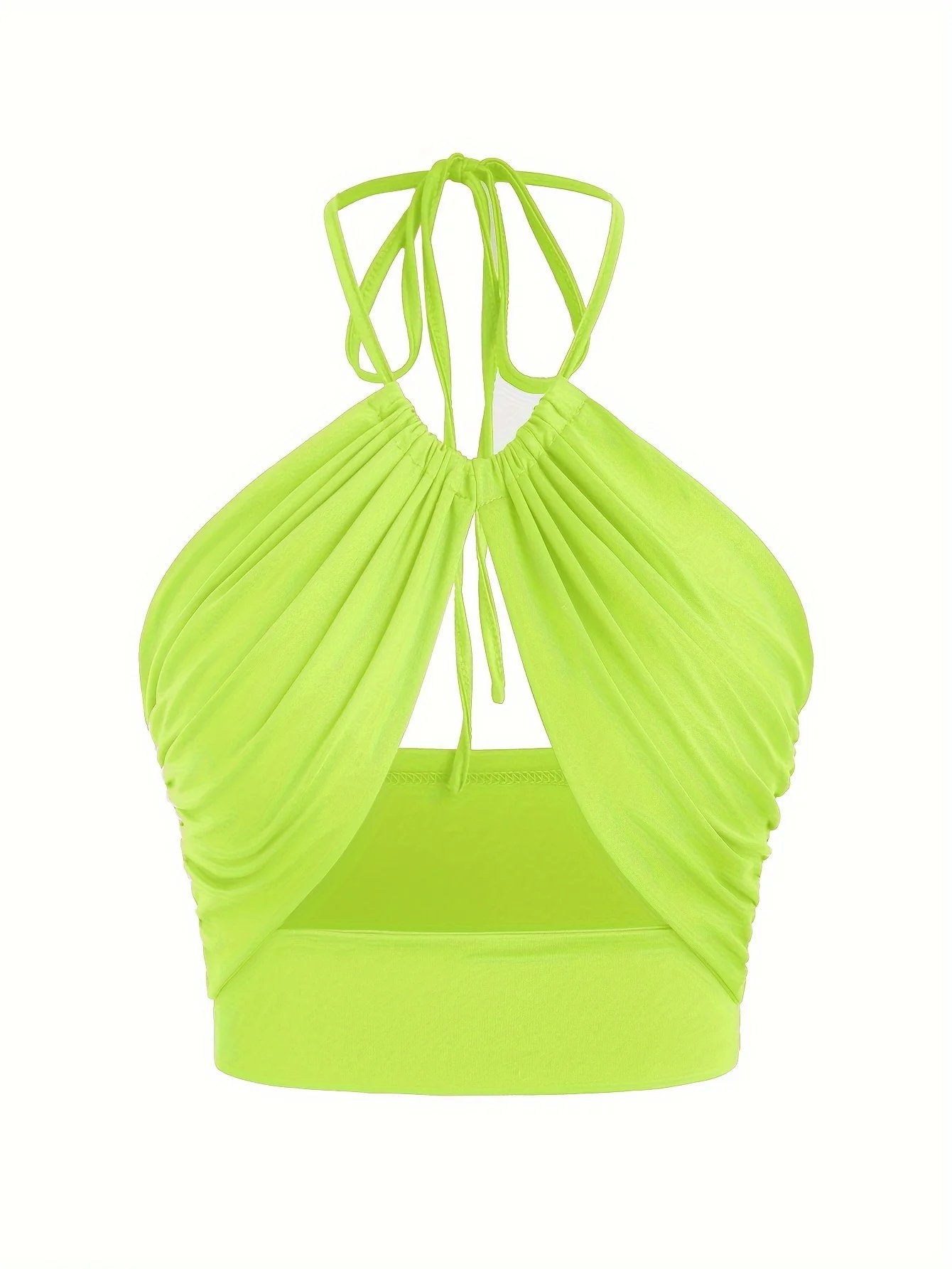 Europe et états-unis couleur unie col suspendu petit bustier tubulaire évidé ombilical mince fille chaude gilet à bretelles