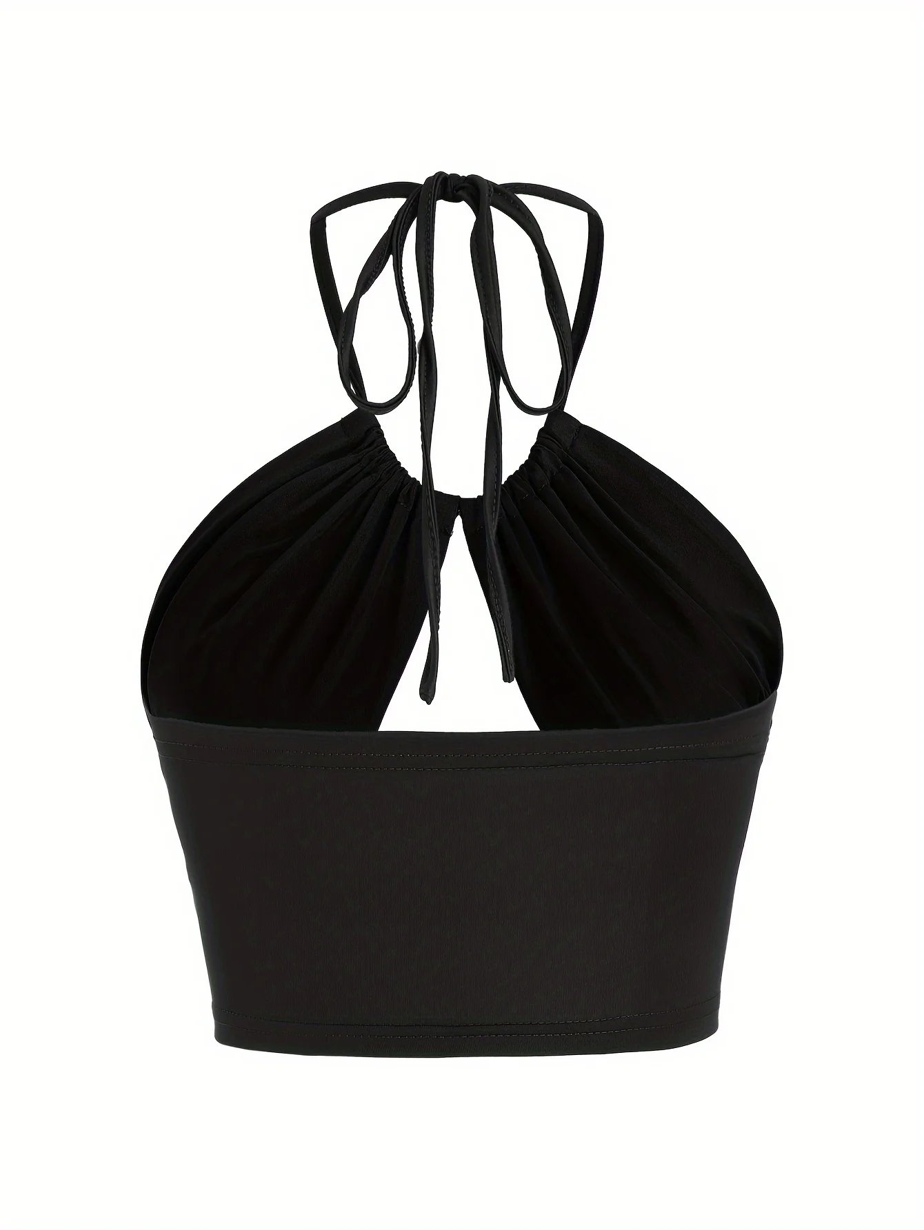 Europe et états-unis couleur unie col suspendu petit bustier tubulaire évidé ombilical mince fille chaude gilet à bretelles