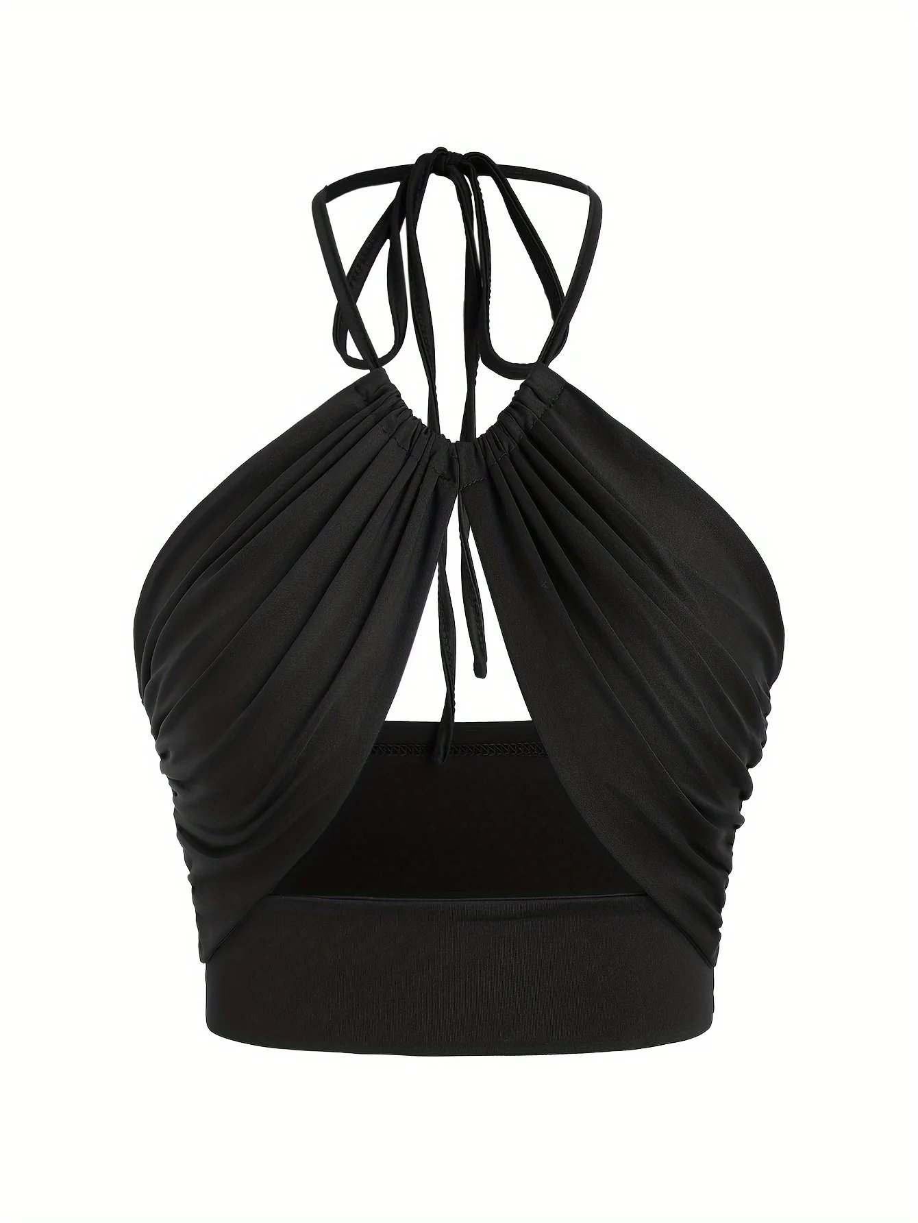 Europe et états-unis couleur unie col suspendu petit bustier tubulaire évidé ombilical mince fille chaude gilet à bretelles