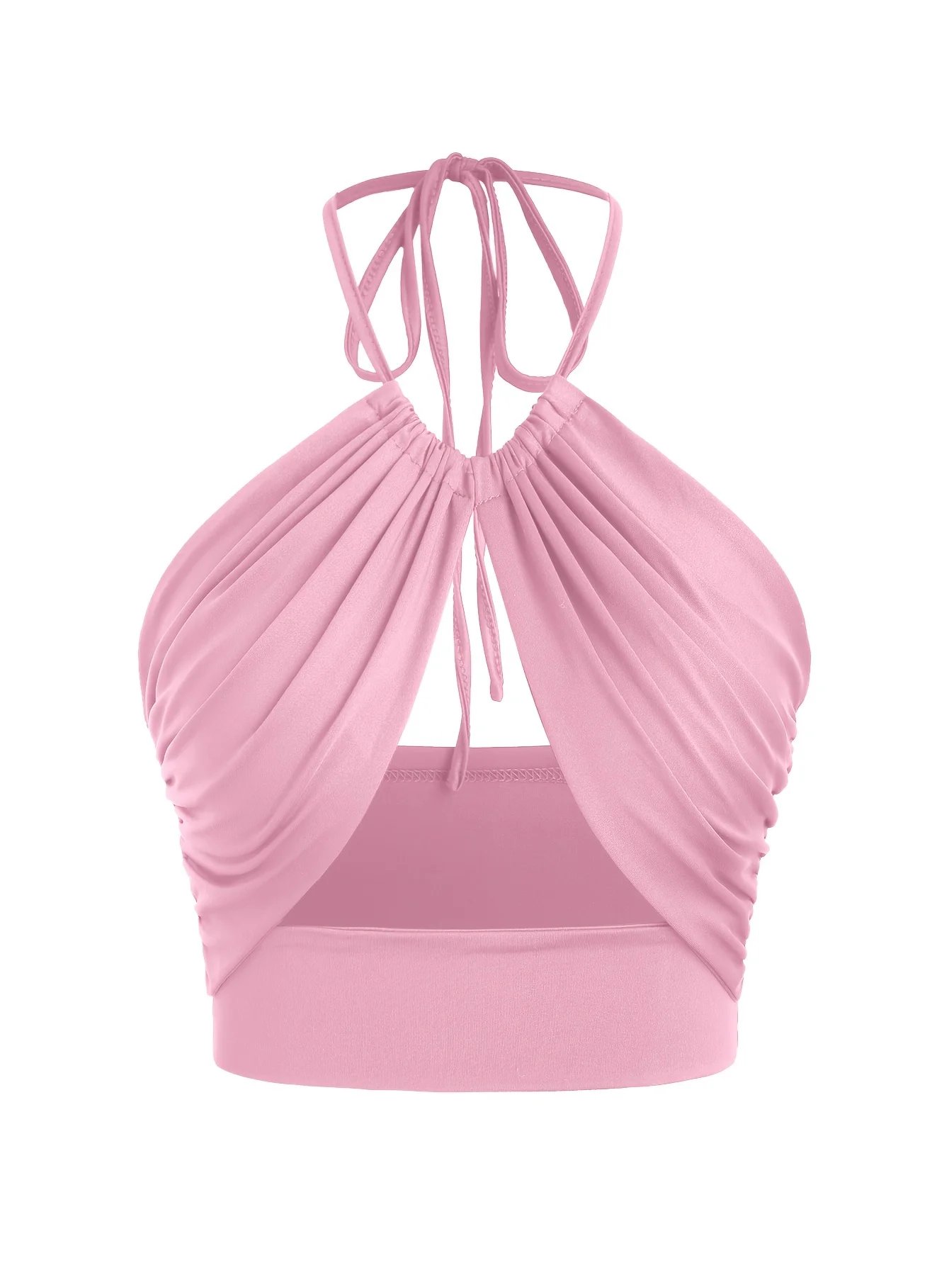 Europe et états-unis couleur unie col suspendu petit bustier tubulaire évidé ombilical mince fille chaude gilet à bretelles
