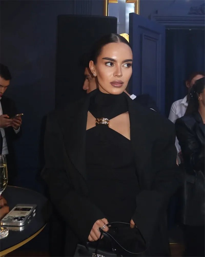 Mozision col roulé basique tricot débardeurs femmes gilet pulls anneau en métal Camisole sans manches maigre tricoté hauts Y2K haut court