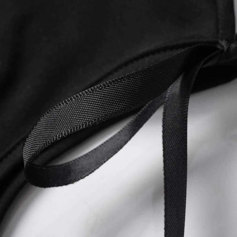 CUTENOVA 2024 été couleur unie Sexy épaules nues hauts à lacets sans manches T-Shirt décontracté mince haut court noir à manches courtes femmes