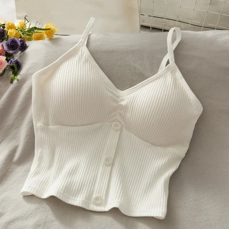 Femmes tricoté débardeur sangle gilet femme tricot haut court poitrine enveloppement pur sous-vêtements en coton Camisoles Femmes tricoté débardeur sangle gilet femme tricot haut court poitrine enveloppement pur sous-vêtements en coton Camisoles