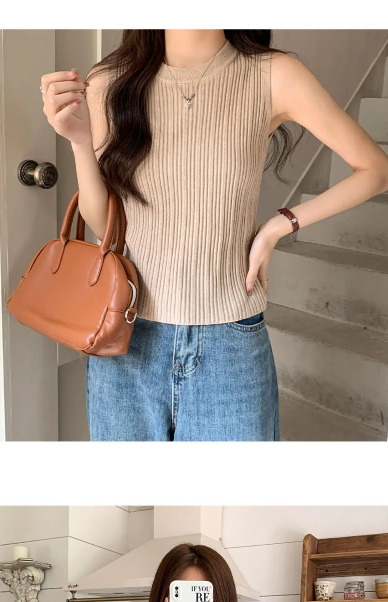AOSSVIAO 2025 corée tricoté gilets femmes haut col rond solide réservoir Blusas Y2K été nouvelle mode femme sans manches décontracté mince hauts