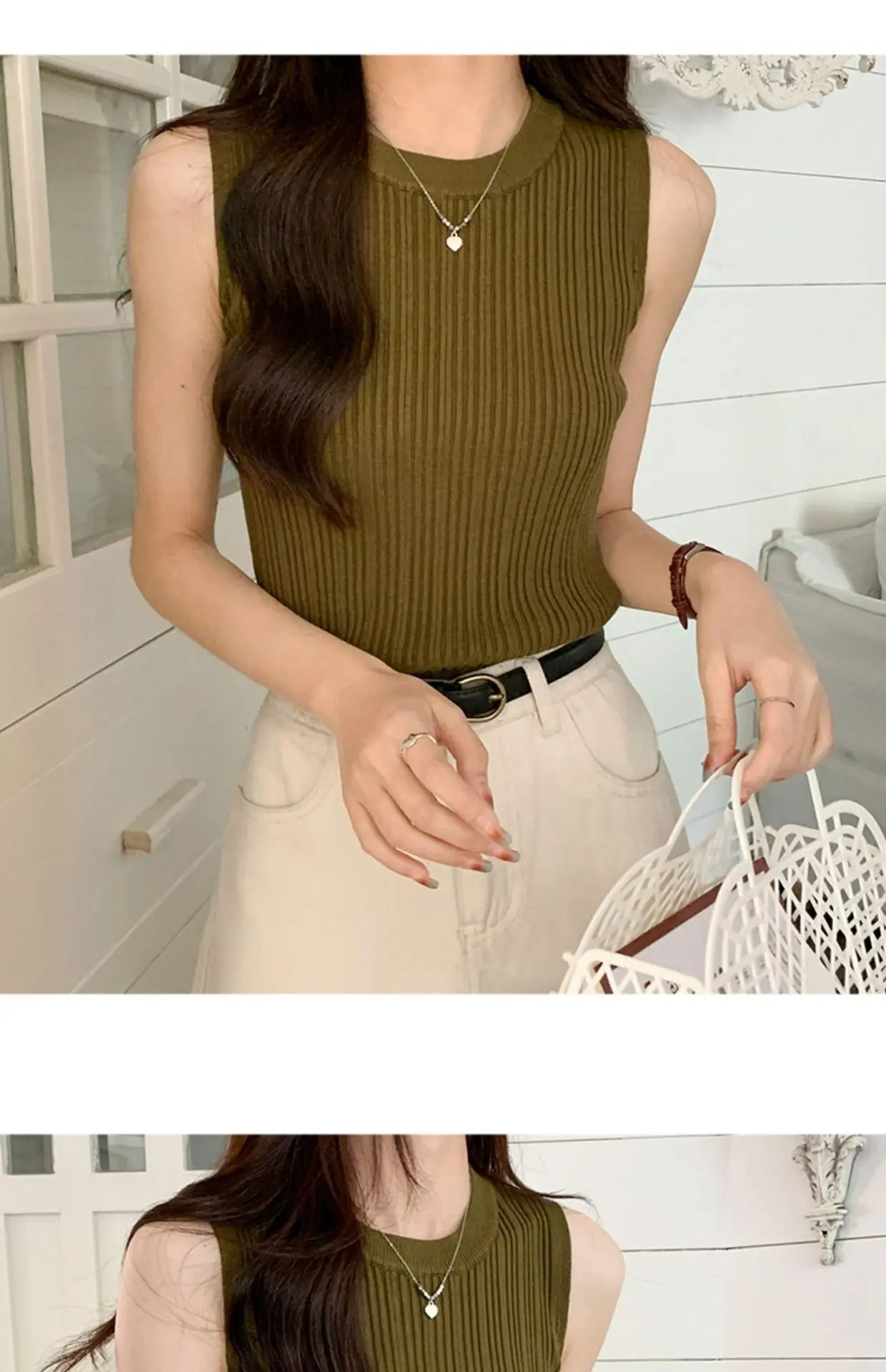 AOSSVIAO 2025 corée tricoté gilets femmes haut col rond solide réservoir Blusas Y2K été nouvelle mode femme sans manches décontracté mince hauts