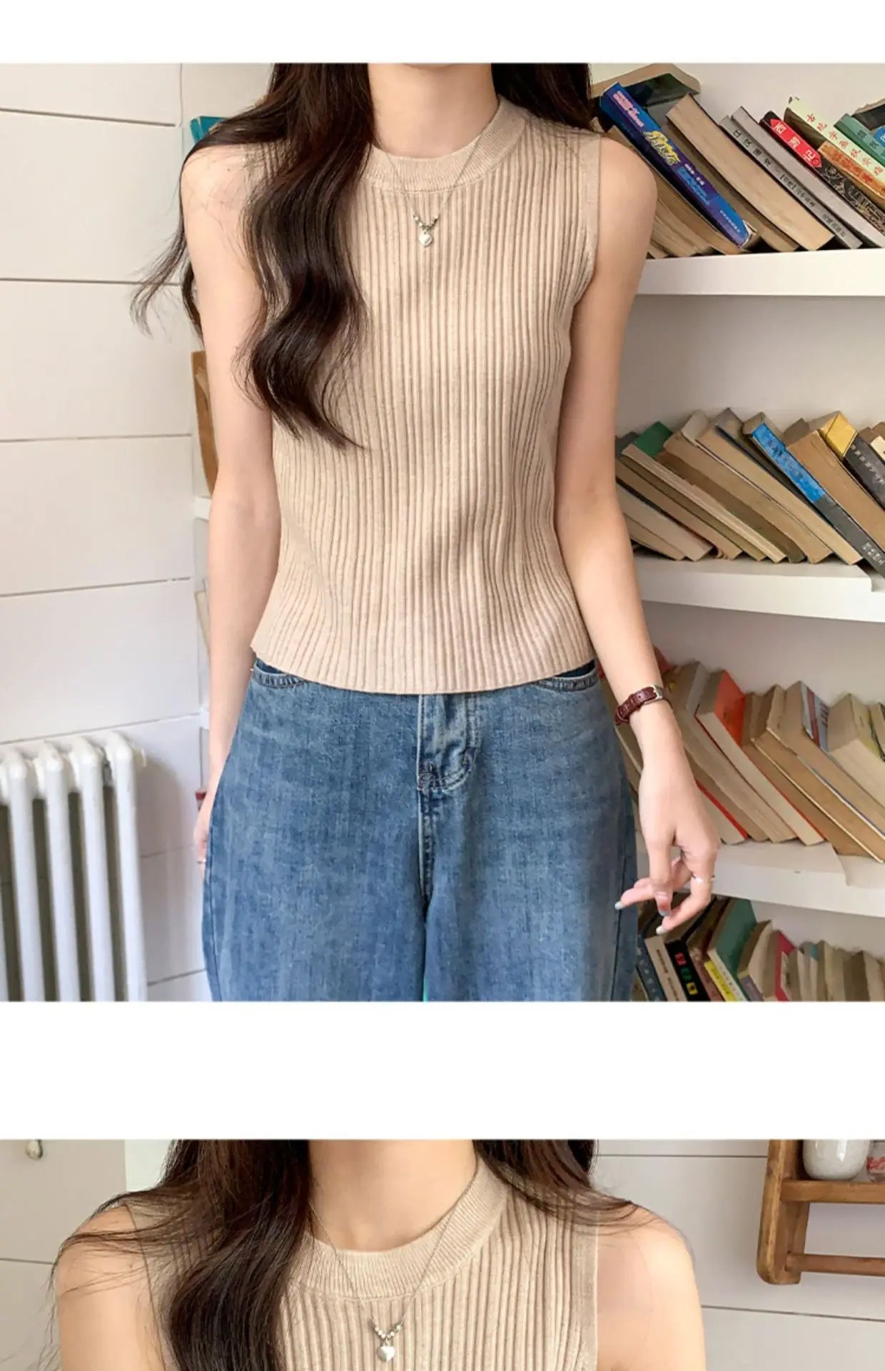 AOSSVIAO 2025 corée tricoté gilets femmes haut col rond solide réservoir Blusas Y2K été nouvelle mode femme sans manches décontracté mince hauts
