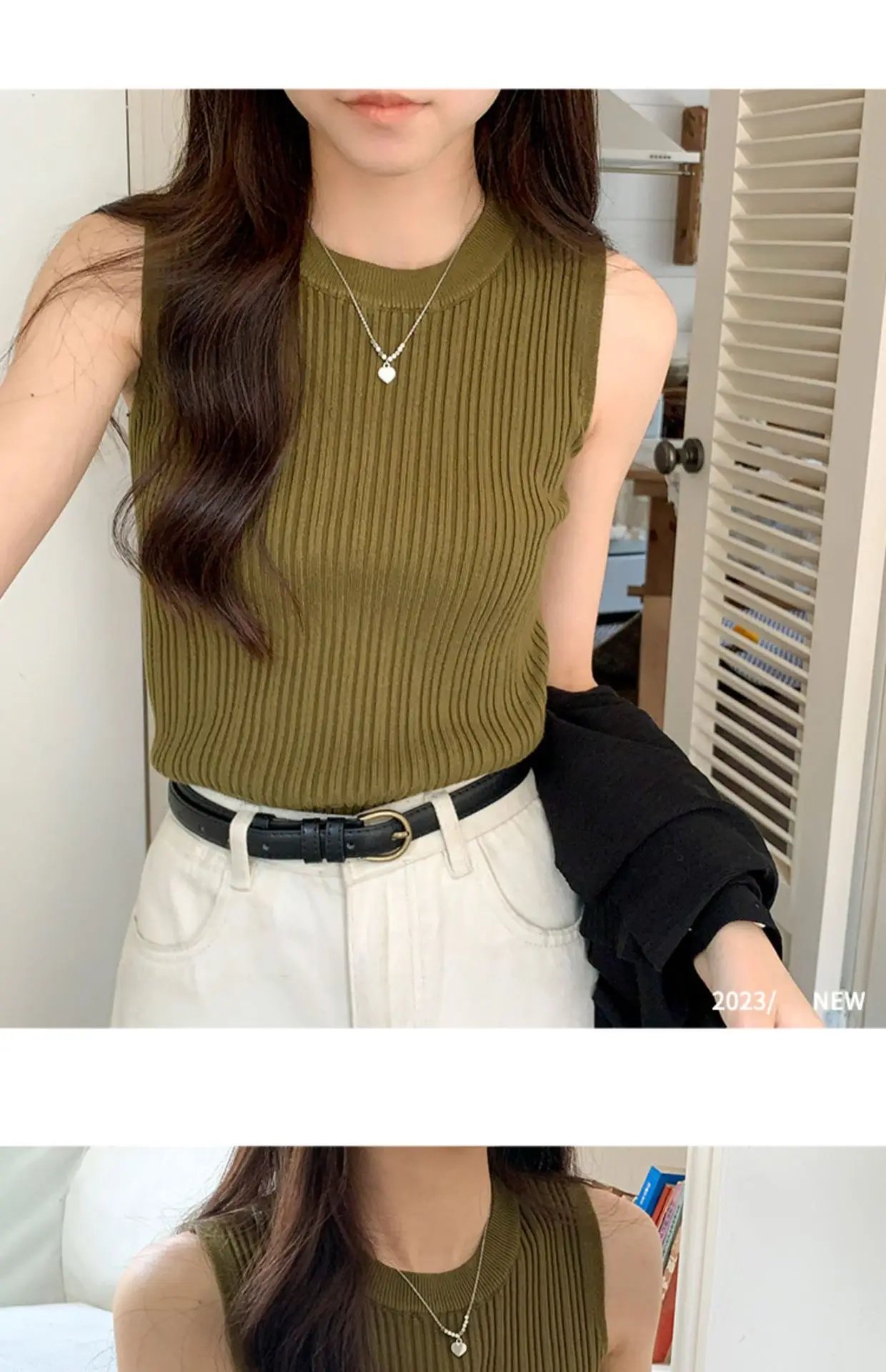 AOSSVIAO 2025 corée tricoté gilets femmes haut col rond solide réservoir Blusas Y2K été nouvelle mode femme sans manches décontracté mince hauts