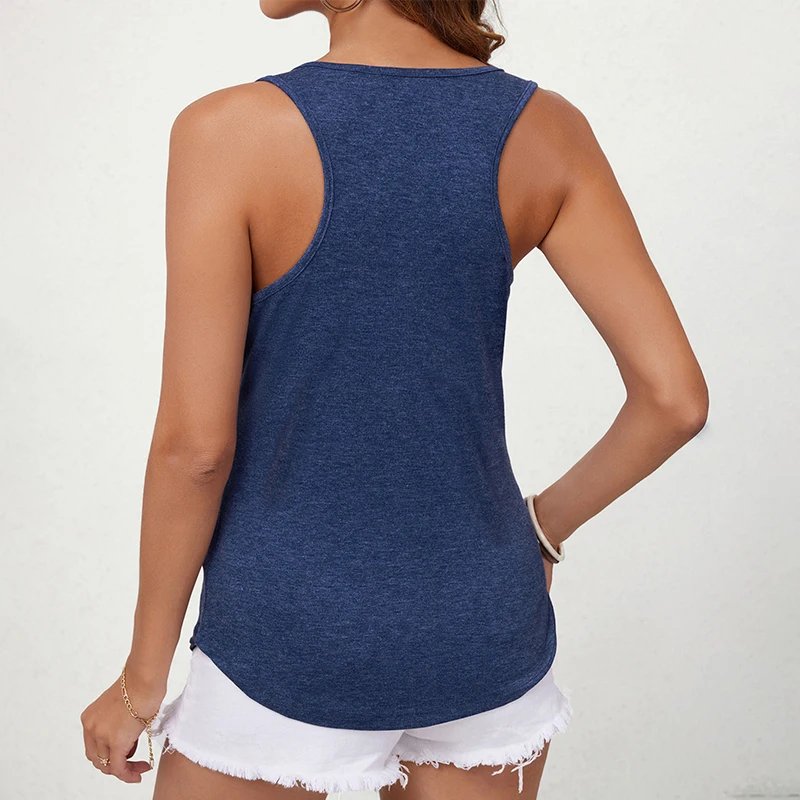 Nouveau gilet décontracté pour femmes pour l'été, une variété de styles imprimés, gilet bleu sans manches de style station, pour femmes