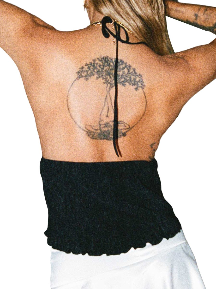 Haut sexy à col en V profond pour femmes, haut licou, haut court, bretelles spaghetti en fibre, streetwear fluide, Y2K