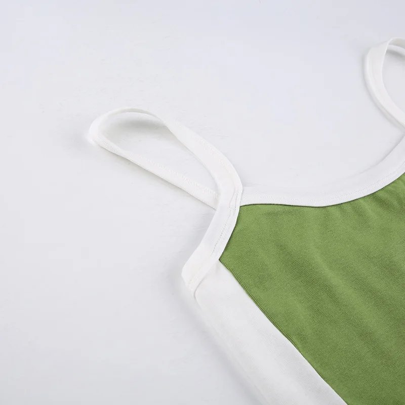 Haut court tricoté sans manches, vert, Sexy, basique, Patchwork, décontracté, dos nu, Vintage, Y2k, débardeur pour femmes, été