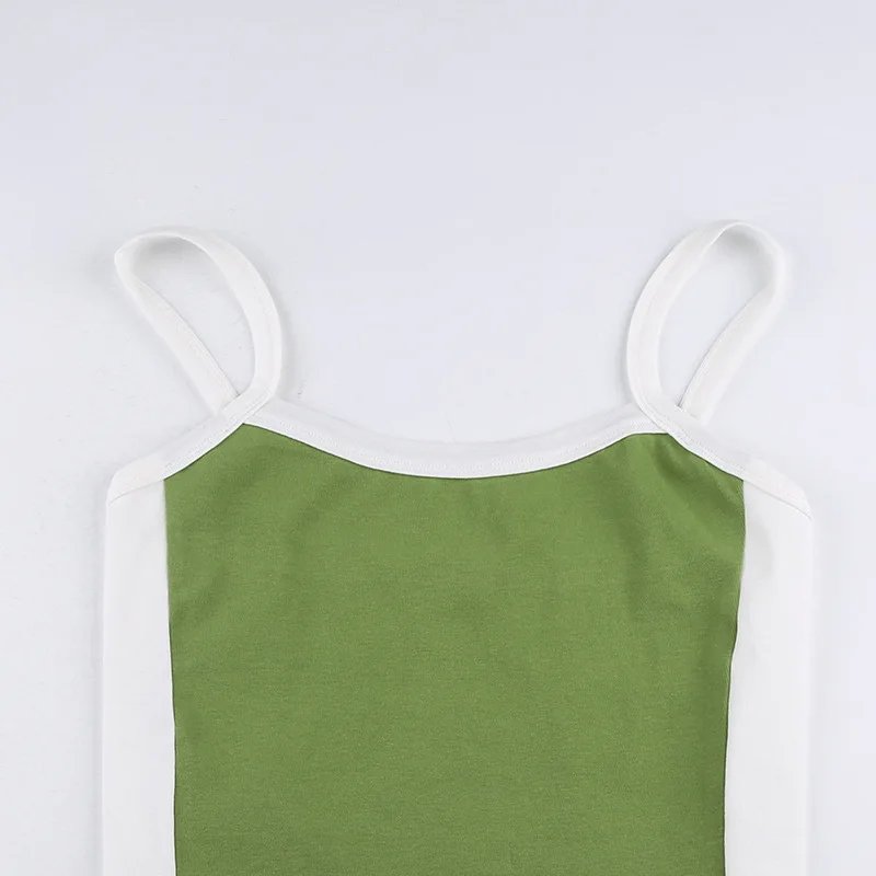Haut court tricoté sans manches, vert, Sexy, basique, Patchwork, décontracté, dos nu, Vintage, Y2k, débardeur pour femmes, été