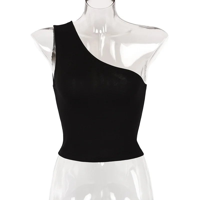 Débardeur de sport pour femmes, haut court Sexy, gilet décontracté, asymétrique épaule dénudée, tenues d'été, hauts de Fitness élastiques