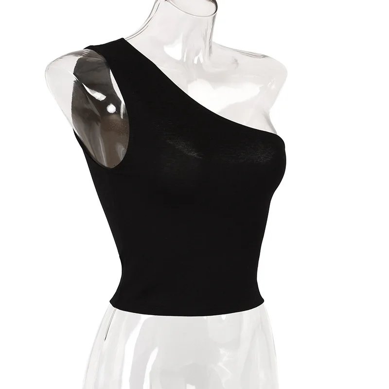 Débardeur de sport pour femmes, haut court Sexy, gilet décontracté, asymétrique épaule dénudée, tenues d'été, hauts de Fitness élastiques