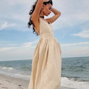 Robe ample élégante en coton et lin