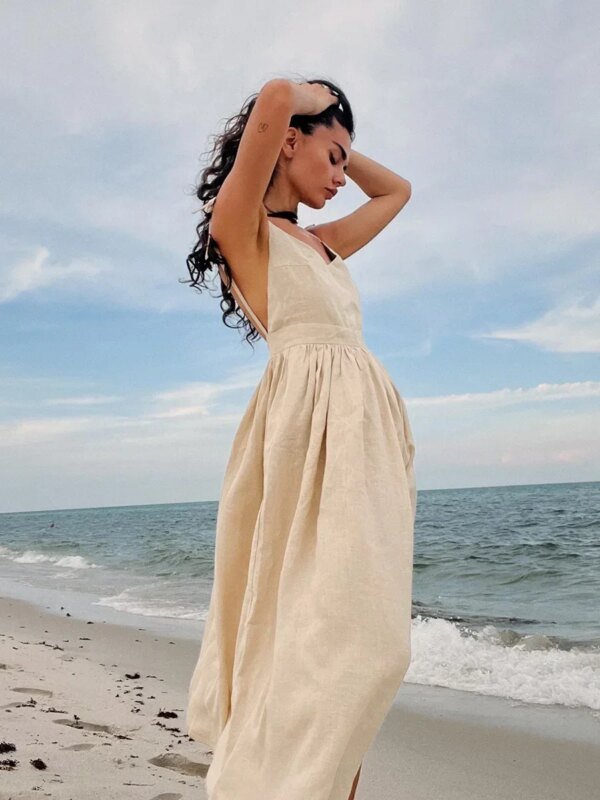Robe ample élégante en coton et lin