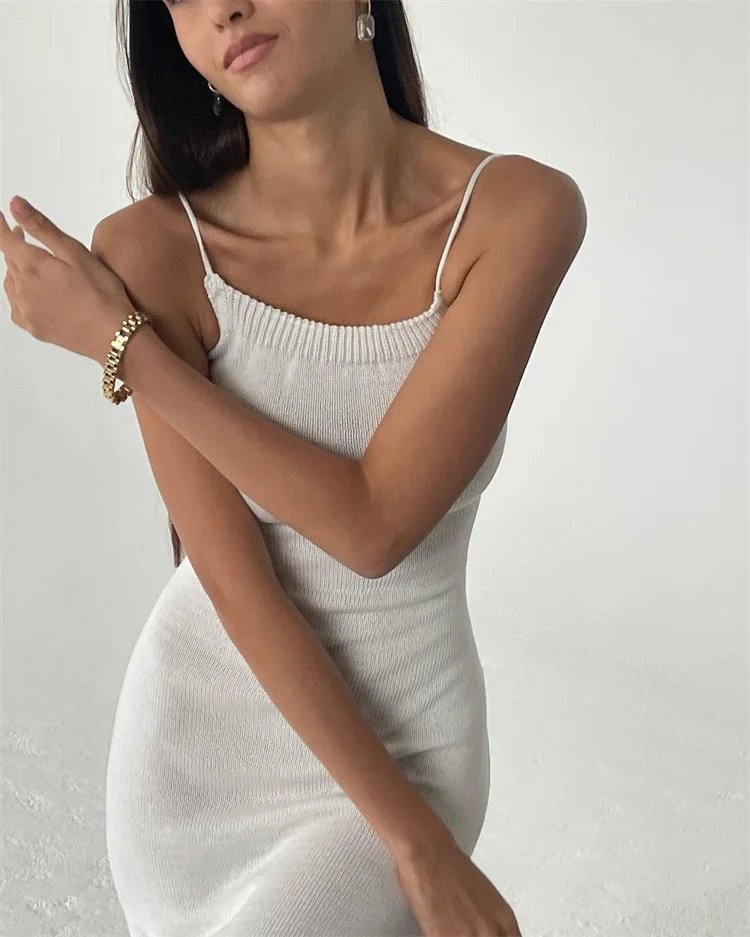 Robe tricotée à bandes dos nu, cryptographique, Sexy, tenues élégantes pour femmes, sans manches, Club, fête d'anniversaire, vêtements