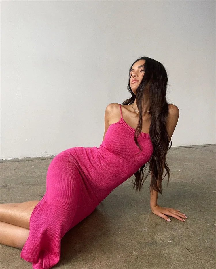 Robe tricotée à bandes dos nu, cryptographique, Sexy, tenues élégantes pour femmes, sans manches, Club, fête d'anniversaire, vêtements