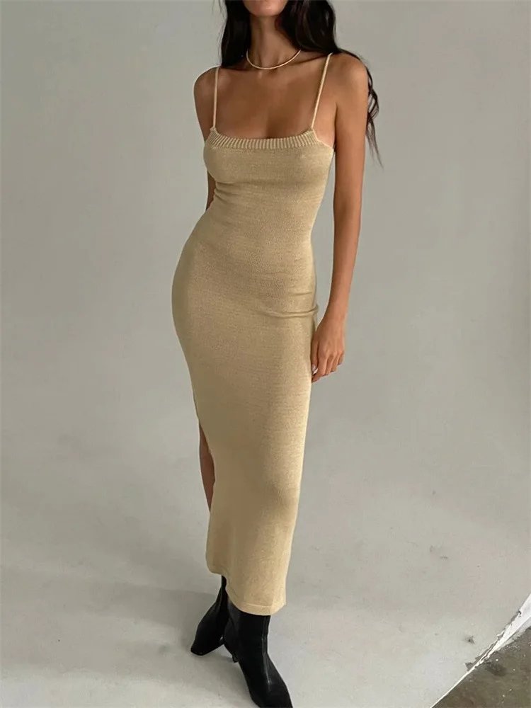Robe tricotée à bandes dos nu, cryptographique, Sexy, tenues élégantes pour femmes, sans manches, Club, fête d'anniversaire, vêtements