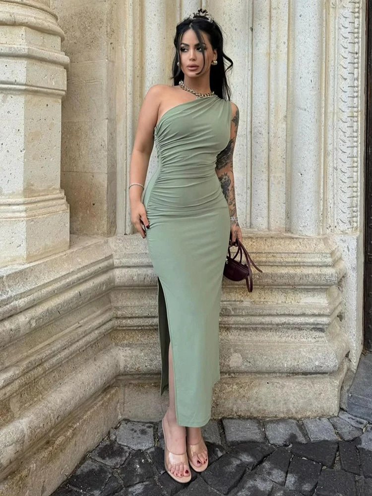 Robe Maxi d'été pour femmes, Sexy, fendue, mode, sans manches, dos nu, Slim, décontractée, Streetwear, Club, robes de soirée élégantes