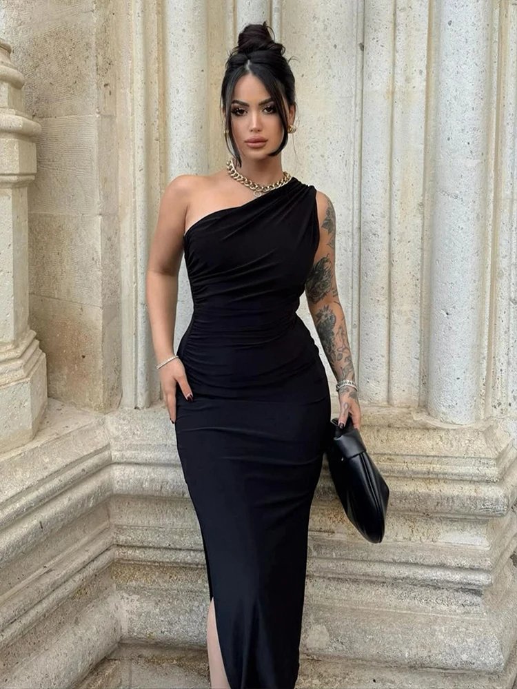 Robe Maxi d'été pour femmes, Sexy, fendue, mode, sans manches, dos nu, Slim, décontractée, Streetwear, Club, robes de soirée élégantes