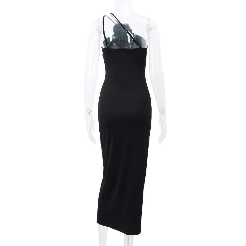 WhereMery – robe Slim sans manches pour femmes, élégante, couleur unie, bretelles obliques, dos nu, robes de bal, vêtements de soirée à la mode