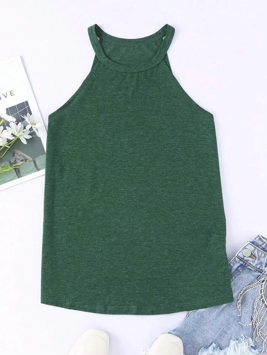 T-shirt d'été sans manches pour femmes, col rond, débardeur d'entraînement, chemises décontractées unies