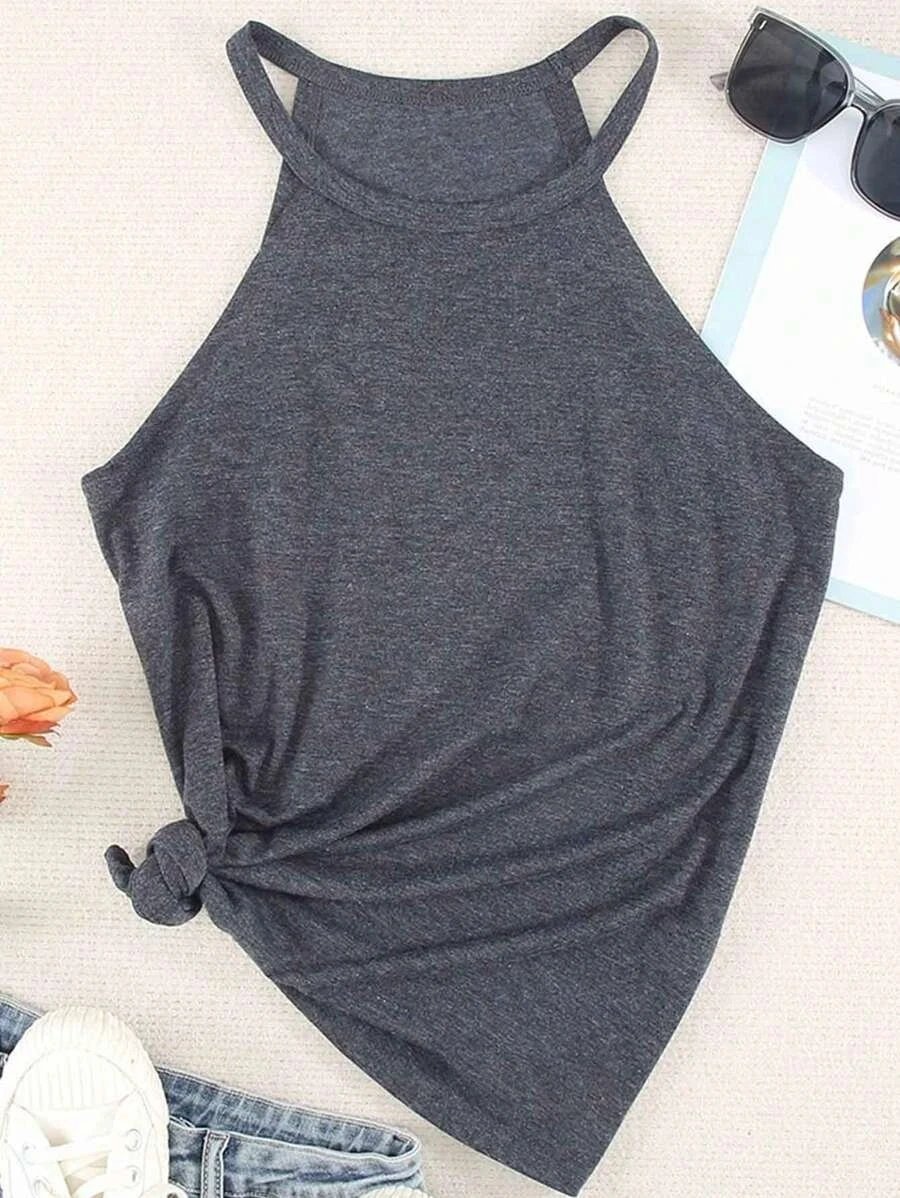 T-shirt d'été sans manches pour femmes, col rond, débardeur d'entraînement, chemises décontractées unies