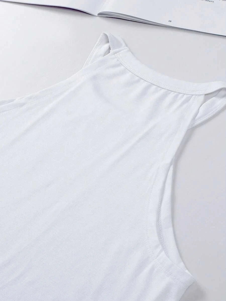 T-shirt d'été sans manches pour femmes, col rond, débardeur d'entraînement, chemises décontractées unies