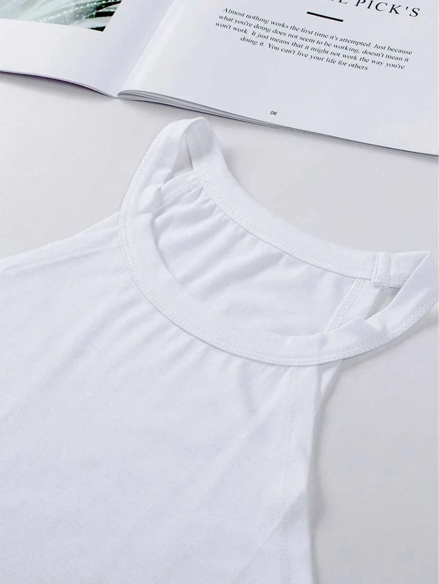 T-shirt d'été sans manches pour femmes, col rond, débardeur d'entraînement, chemises décontractées unies