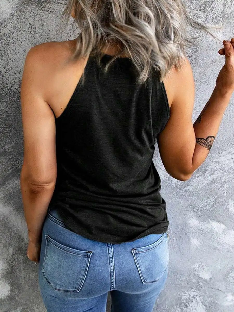 T-shirt d'été sans manches pour femmes, col rond, débardeur d'entraînement, chemises décontractées unies
