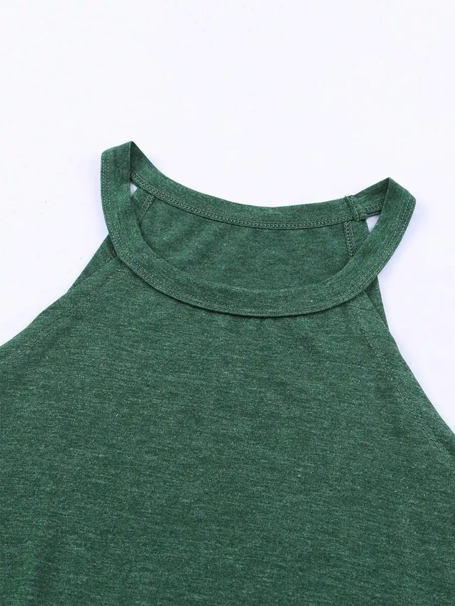T-shirt d'été sans manches pour femmes, col rond, débardeur d'entraînement, chemises décontractées unies