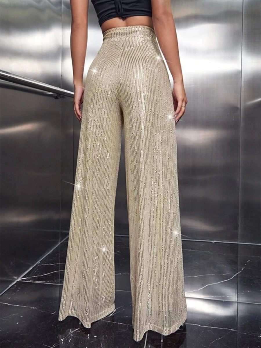 Pantalon Évasé à Paillettes pour Femme, Taille Haute, Jambes Larges, Bas de Cloche, FjSlim, ix, Club, Brcorporelle, Wlwear