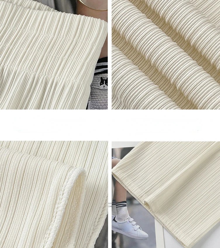 Ice InjWide Leg Pants pour femmes, coréen, mince, mousseline de soie, taille haute, Saggy adt, droit, décontracté, mode fjgy, printemps, été, 2024